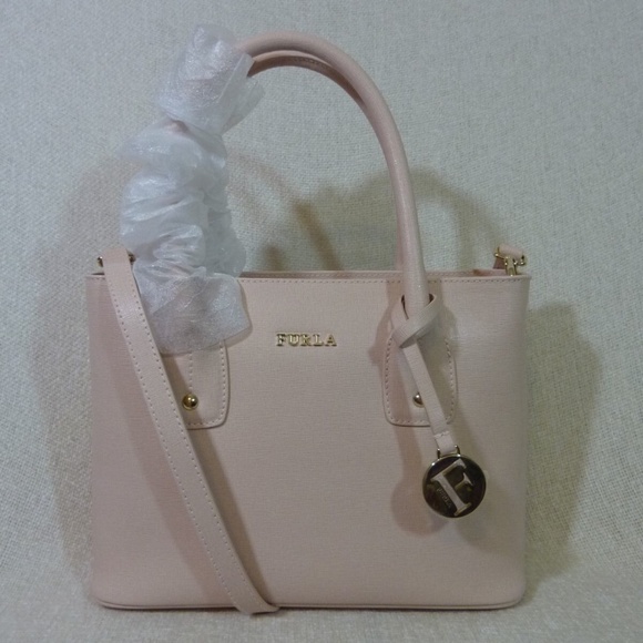 NEW FURLA Pink Saffiano Leather Small Josi Tote/Crossbody Bag Made in Italy Bag - Picture 2 of 13